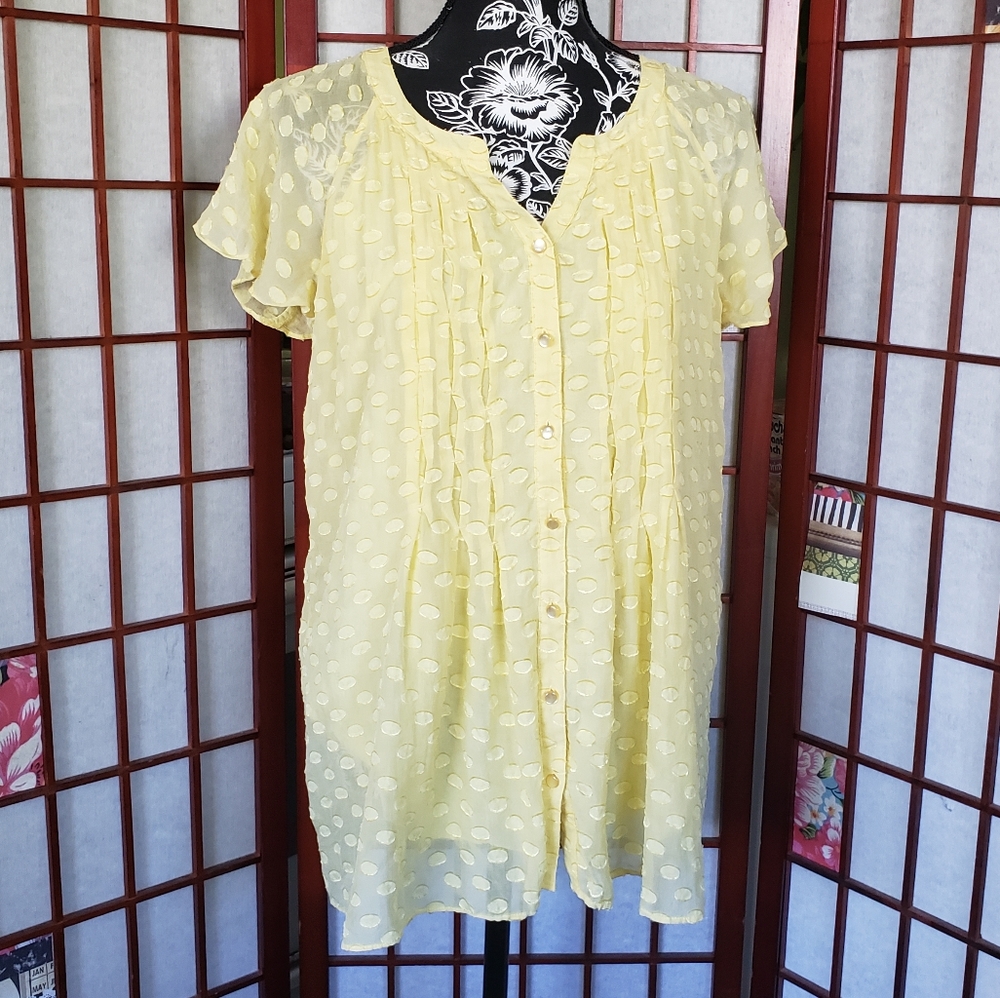 Soft Surrounding Yellow Button Down Short Sleeves… - image 1